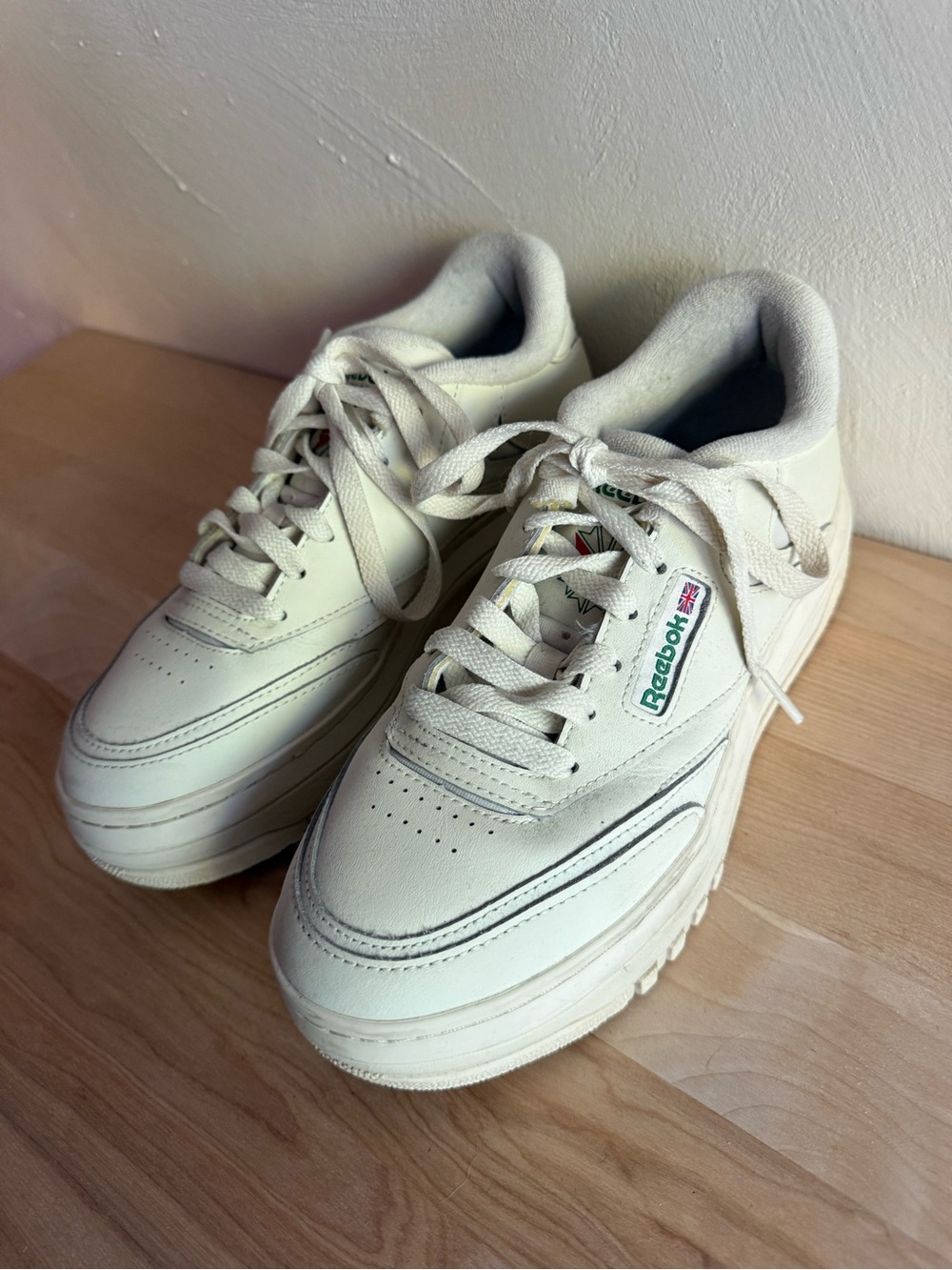 Reebok Club C Platform Sneakers Cream Leather Barbiecore